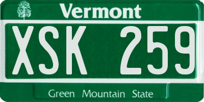 VT license plate XSK259