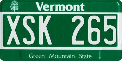 VT license plate XSK265
