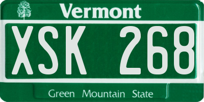 VT license plate XSK268