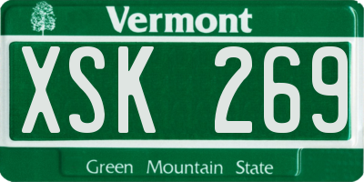 VT license plate XSK269