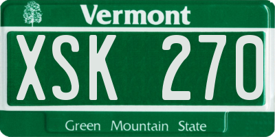 VT license plate XSK270