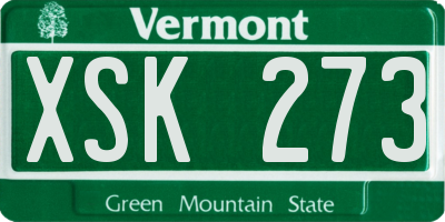 VT license plate XSK273
