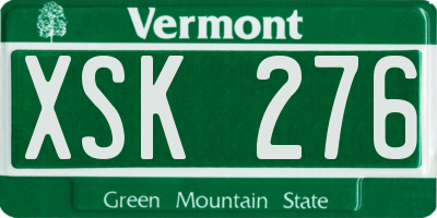 VT license plate XSK276