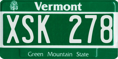 VT license plate XSK278