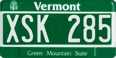 VT license plate XSK285