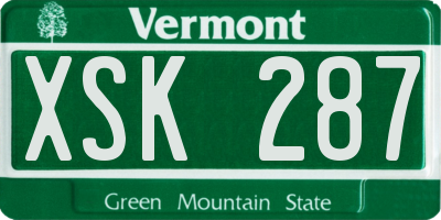 VT license plate XSK287