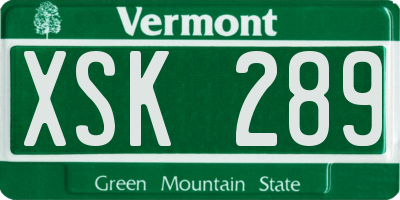 VT license plate XSK289