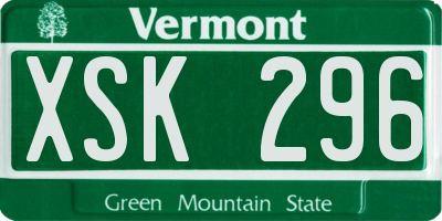 VT license plate XSK296