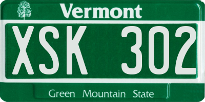 VT license plate XSK302