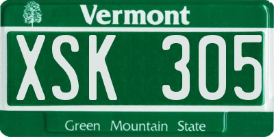 VT license plate XSK305
