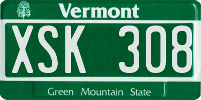 VT license plate XSK308