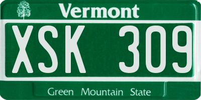 VT license plate XSK309