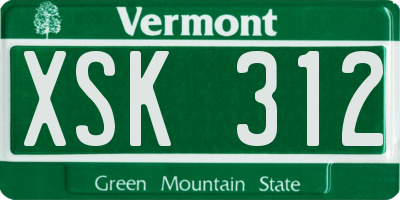 VT license plate XSK312