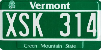 VT license plate XSK314