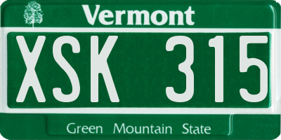 VT license plate XSK315