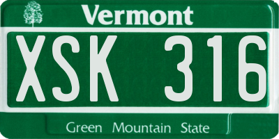 VT license plate XSK316