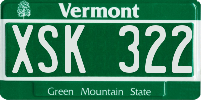 VT license plate XSK322