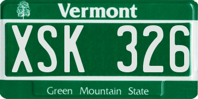 VT license plate XSK326