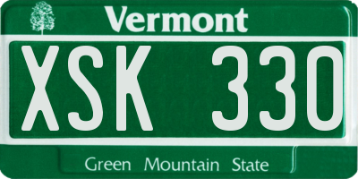 VT license plate XSK330