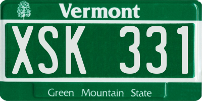VT license plate XSK331