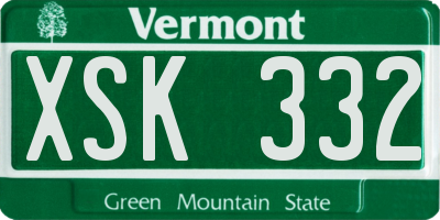 VT license plate XSK332