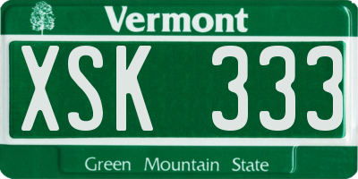 VT license plate XSK333