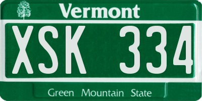 VT license plate XSK334