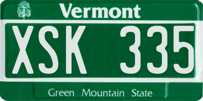 VT license plate XSK335