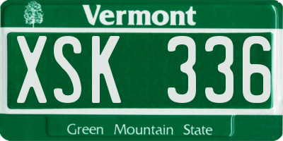 VT license plate XSK336