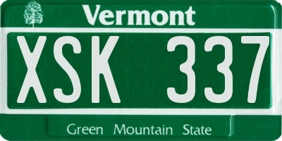 VT license plate XSK337