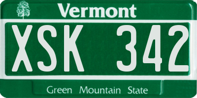 VT license plate XSK342