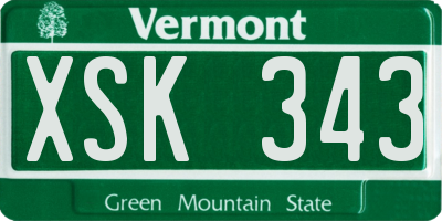 VT license plate XSK343