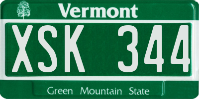 VT license plate XSK344