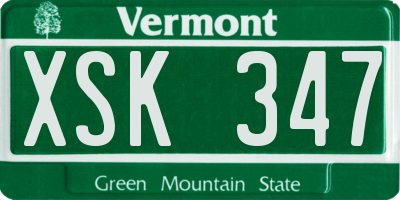 VT license plate XSK347