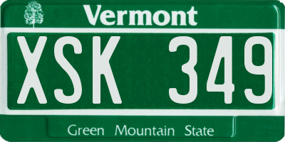 VT license plate XSK349
