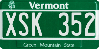VT license plate XSK352