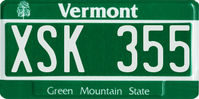 VT license plate XSK355