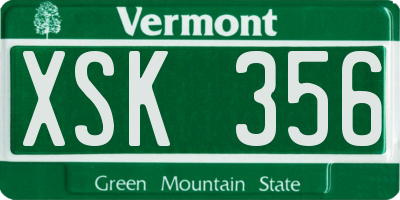 VT license plate XSK356