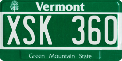 VT license plate XSK360