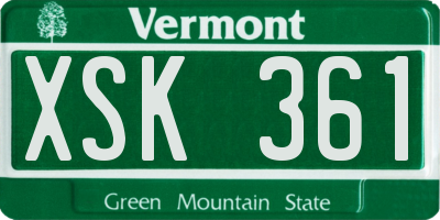 VT license plate XSK361