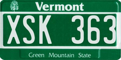 VT license plate XSK363