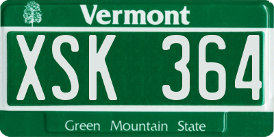 VT license plate XSK364