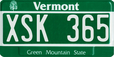 VT license plate XSK365