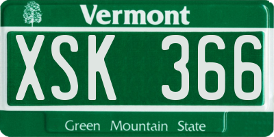 VT license plate XSK366