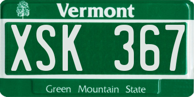VT license plate XSK367