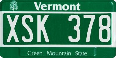 VT license plate XSK378