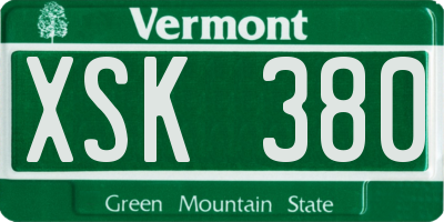 VT license plate XSK380
