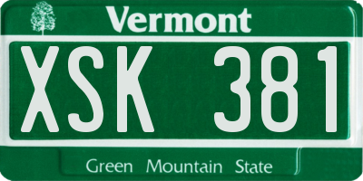 VT license plate XSK381