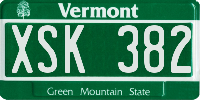 VT license plate XSK382