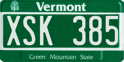 VT license plate XSK385